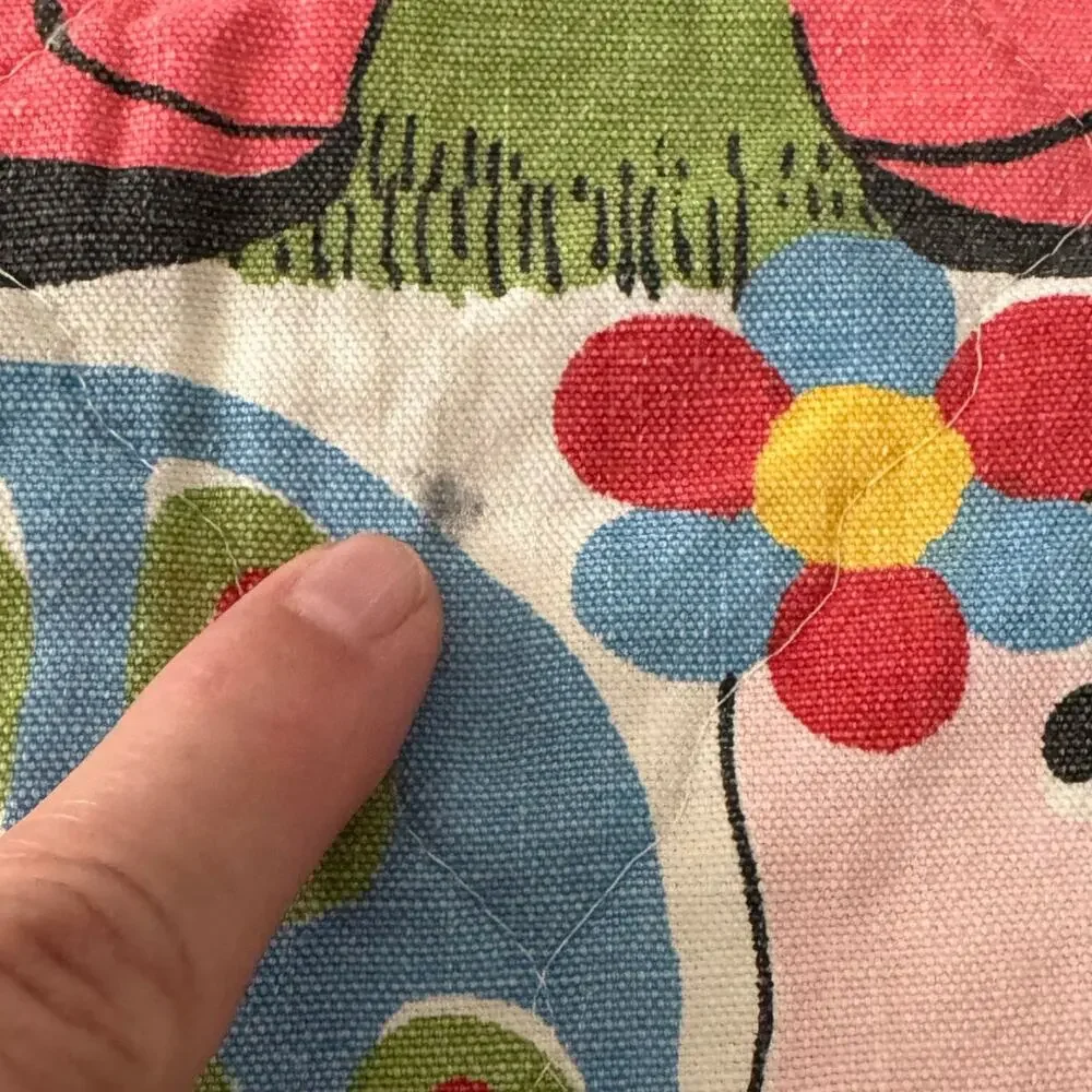 Vintage 1970s Kids Quilt Puppy Chicken Turtle Teddy Bear Doll Blanket 42